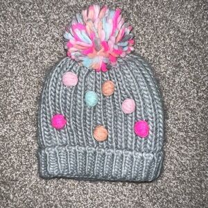 Capelli of‎ New York Gray Beanie with Colorful Pom-Poms